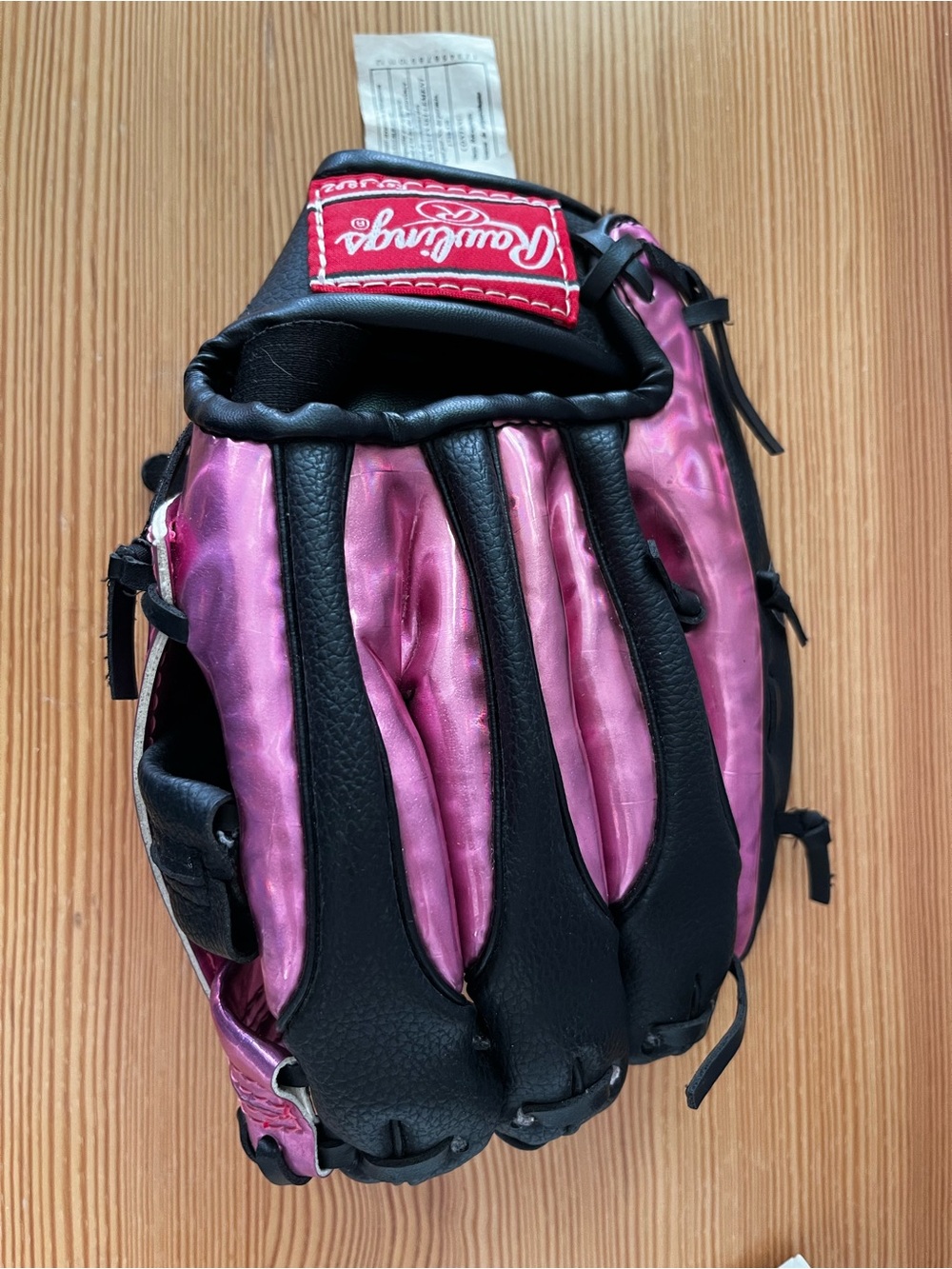 Rawlings Pink and Black Girls' Baseball Glove - Picture 7 of 7
